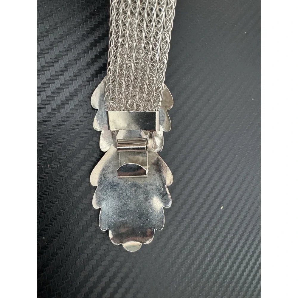NEW 1970s Vintage Belt By Speyer Silver Liquid Metal Stretch Mesh Leaf Clasp